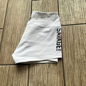 Savage Barbell booty shorts 2.5” white